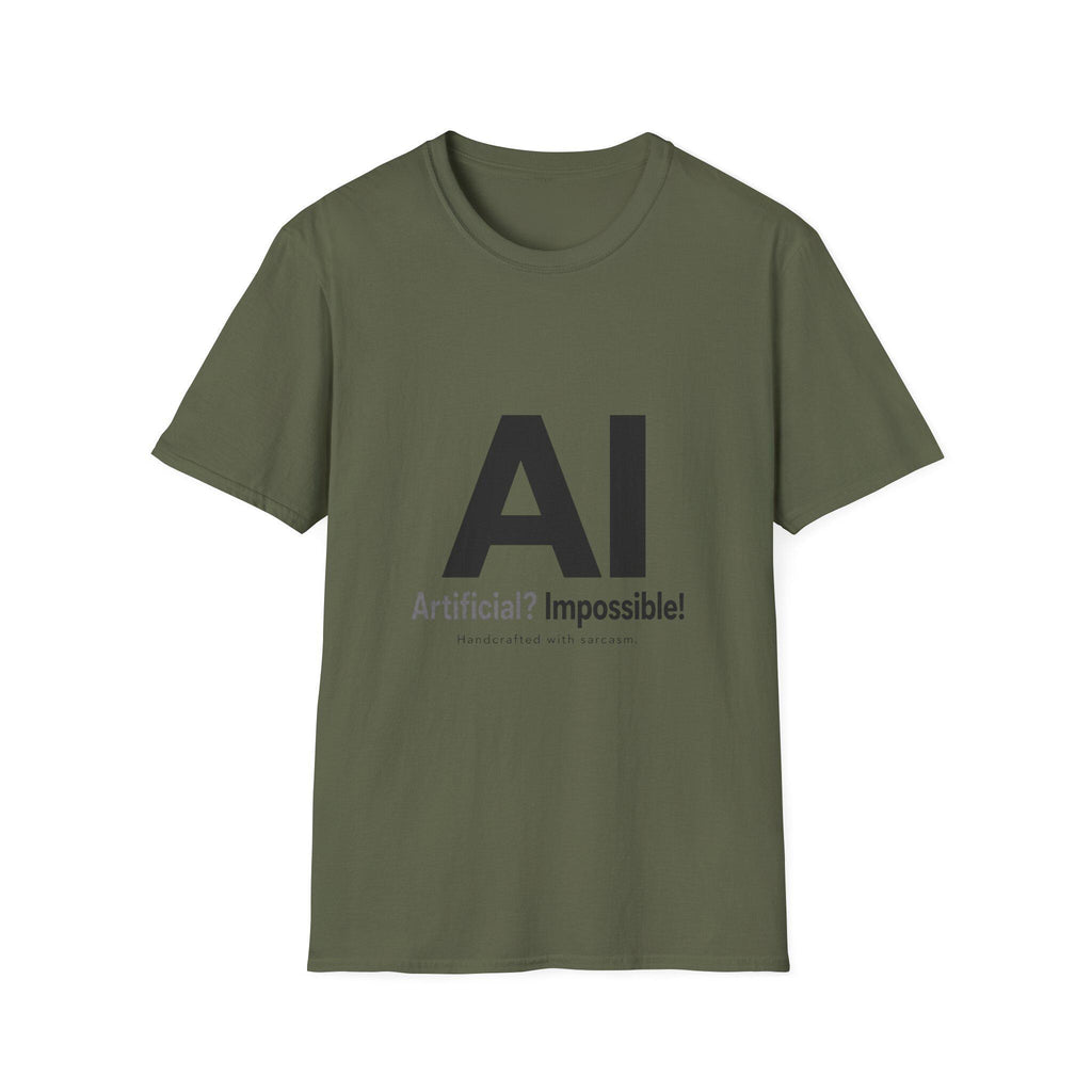 AI Typography T-Shirt | Large AI Letters with 'Artificial? Impossible!' Slogan