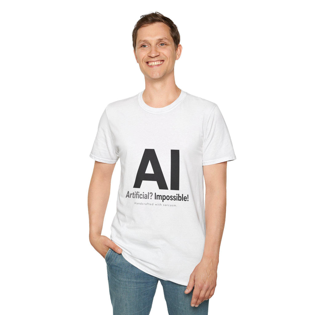 AI Typography T-Shirt | Large AI Letters with 'Artificial? Impossible!' Slogan