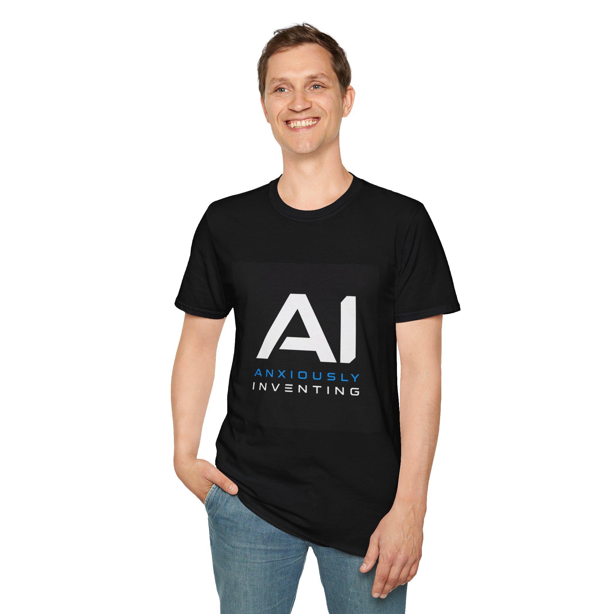 AI Anxiously Inventing T-Shirt | AI logo tech tee