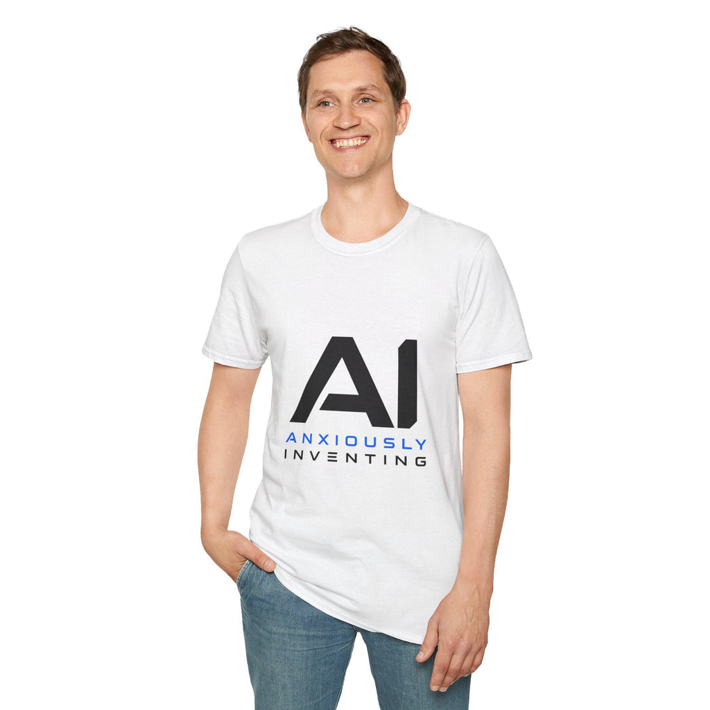 AI Anxiously Inventing T-Shirt | Tech Humor, Geek Graphic Tee
