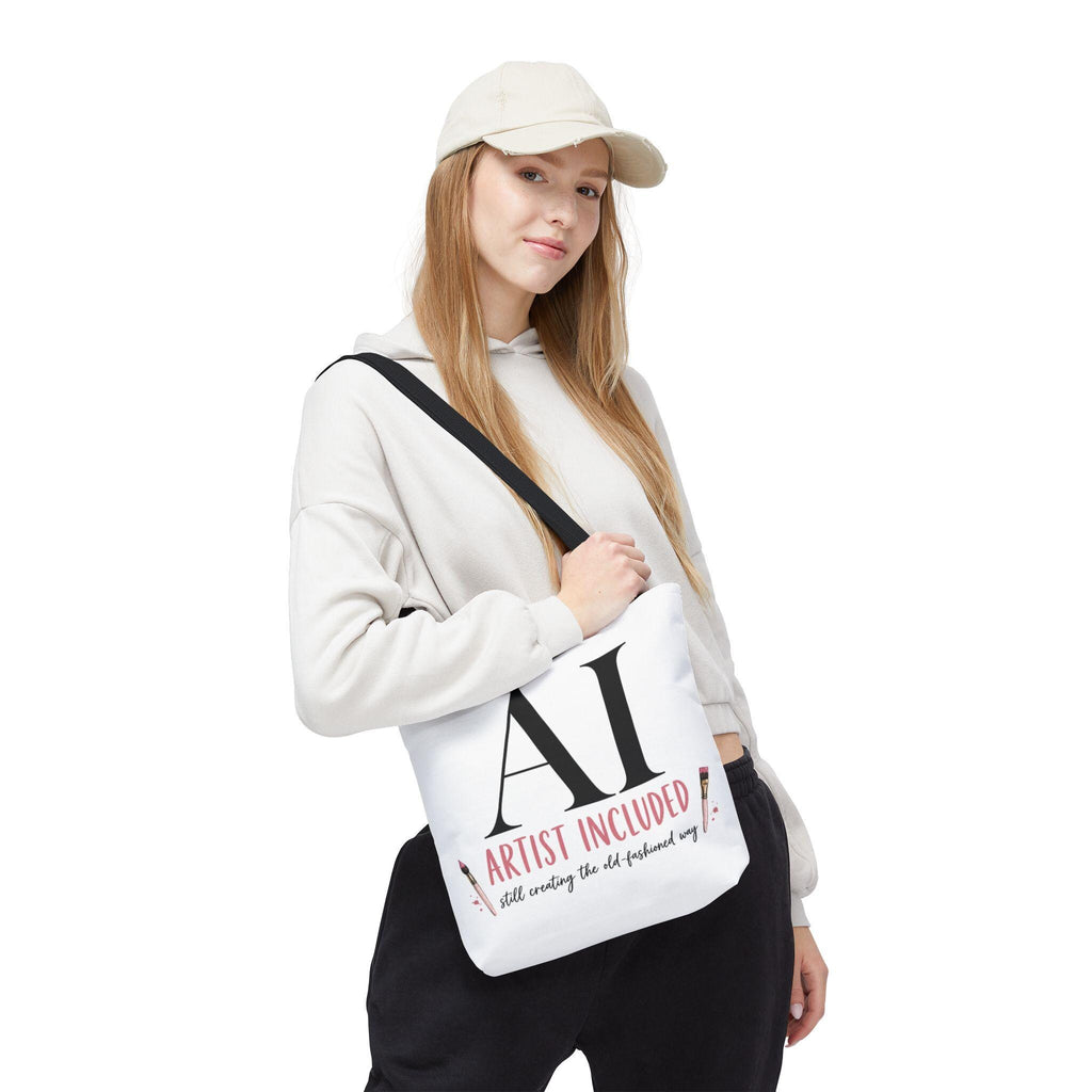 AI Artist Included tote bag | Illustration text art, white canvas