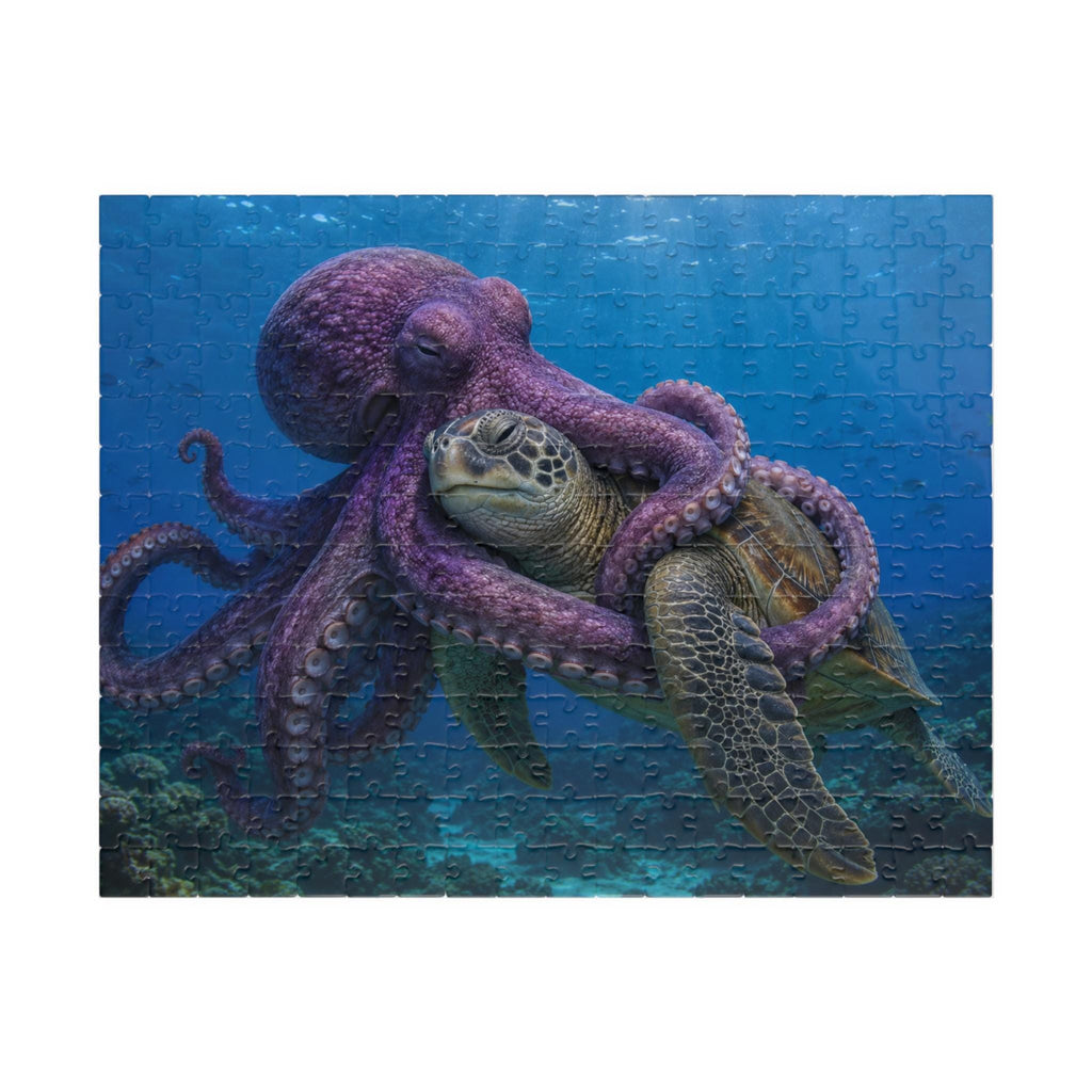 Octopus Embrace Sea Turtle Puzzle | Ocean Wildlife Jigsaw