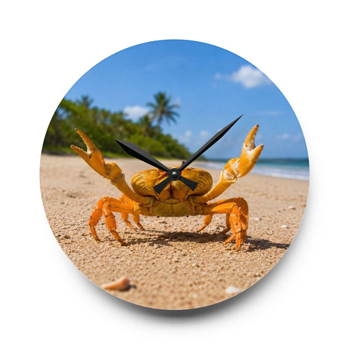 Beach Crab Wall Clock, Coastal Ocean Decor, Acrylic Wall Clock, Coastal Gift