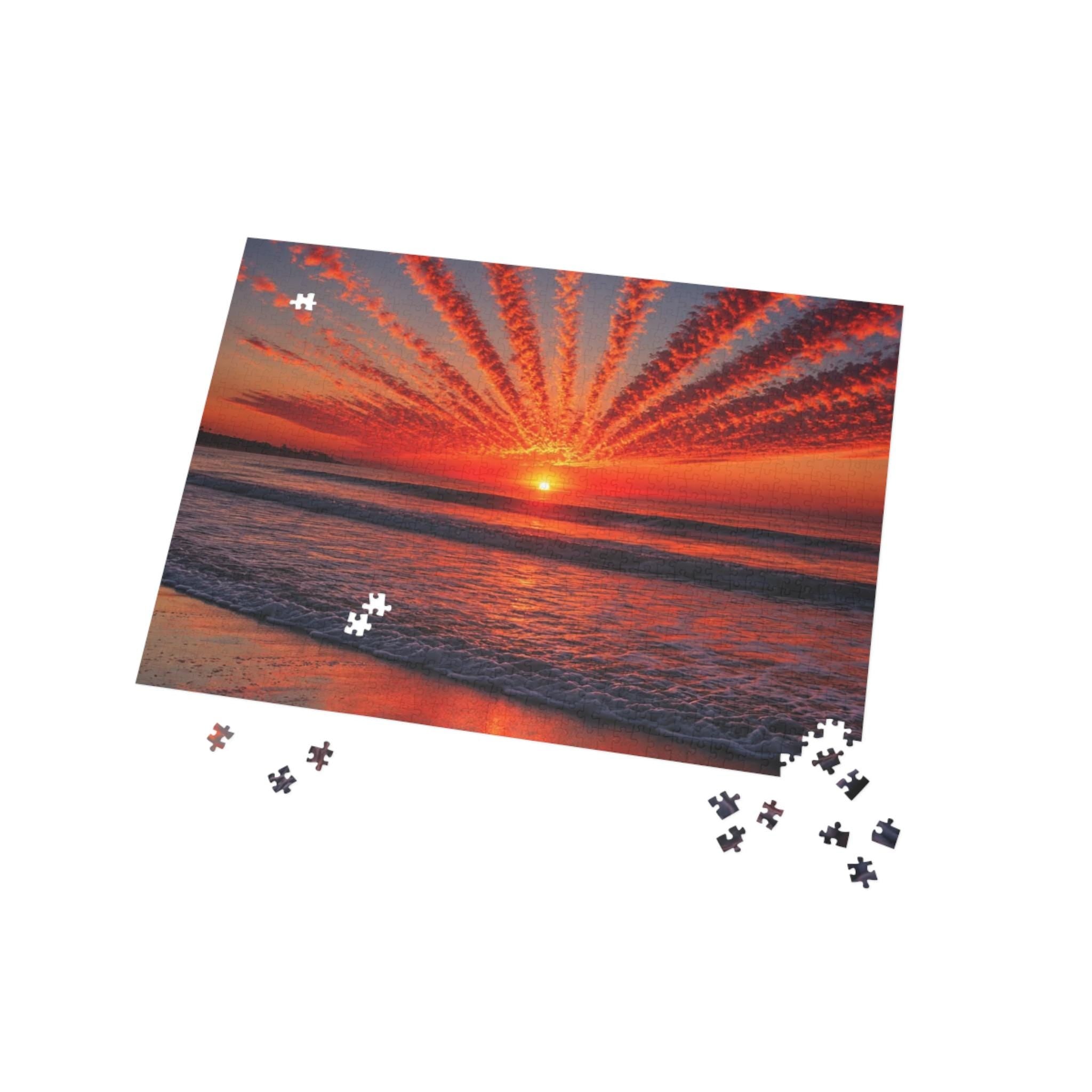 Sunrise Radiance Puzzle | Beach Sunset Ocean Waves Jigsaw