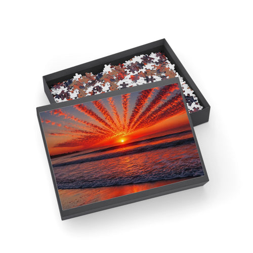 Beach Sunset Jigsaw Puzzle, Ocean Waves Puzzle, Coastal Landscape Puzzle, Coastal Gift, Beach Puzzle