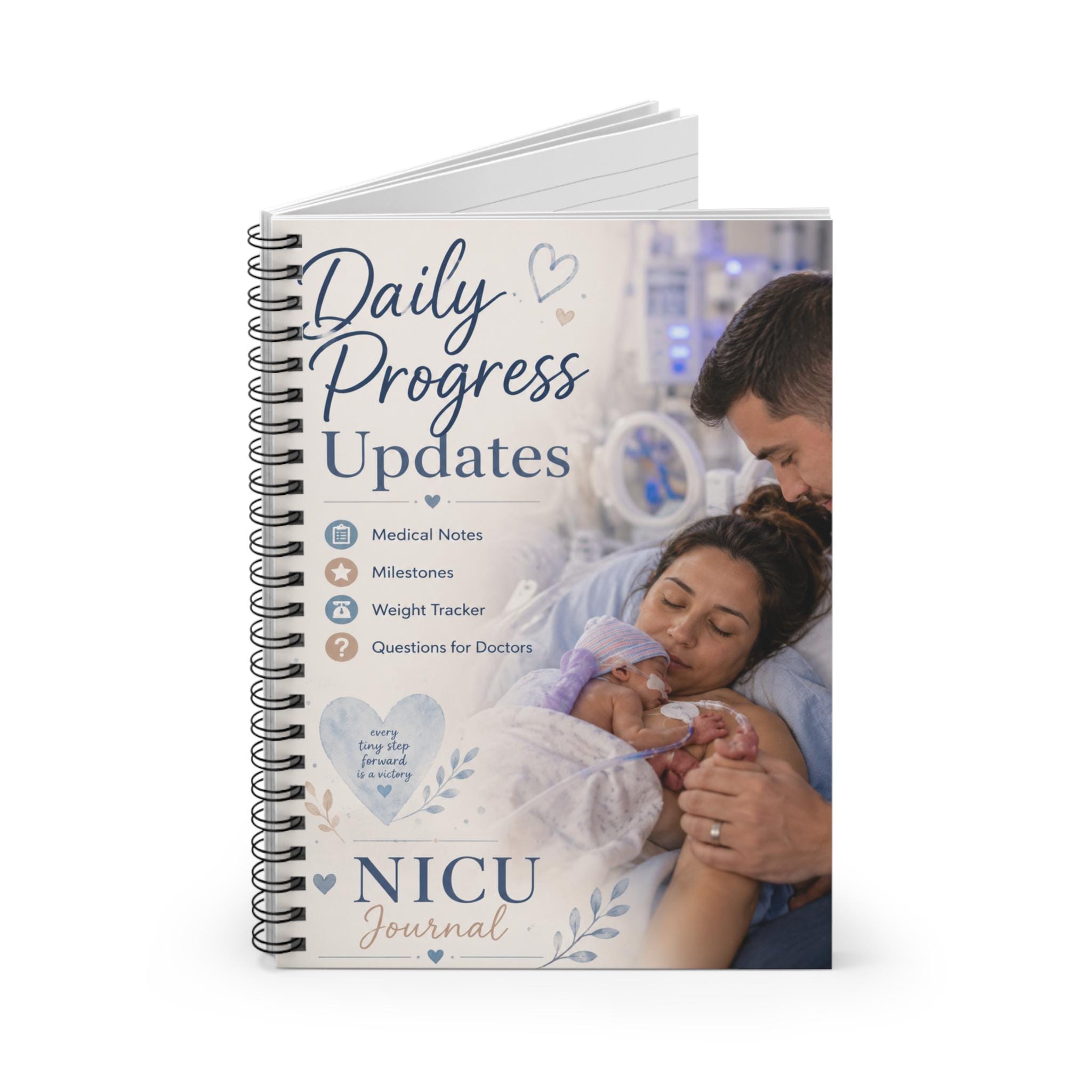NICU Daily Progress Updates Spiral Notebook | Baby Hospital Journal