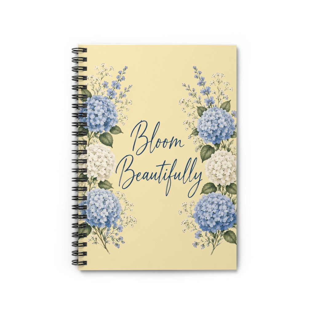 Floral Spiral Notebook, Bloom Beautifully Journal, Hydrangea Botanical Art