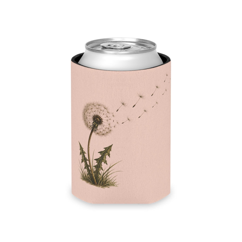 Dandelion Can Cooler, Soft Pastel Dandelion Print, Insulated Drink Sleeve