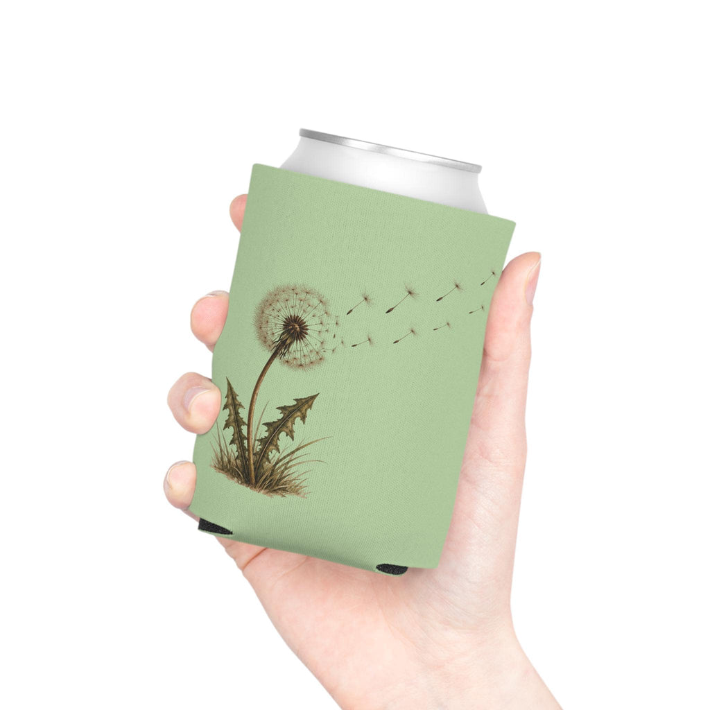 Vintage Dandelion Seed Puff Can Cooler, Botanical Drink Sleeve Koozie
