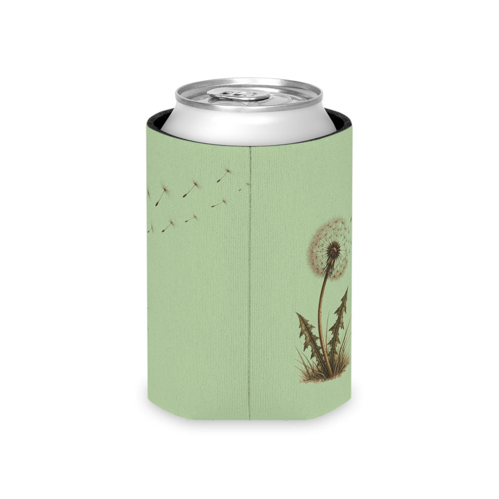 Vintage Dandelion Seed Puff Can Cooler, Botanical Drink Sleeve Koozie