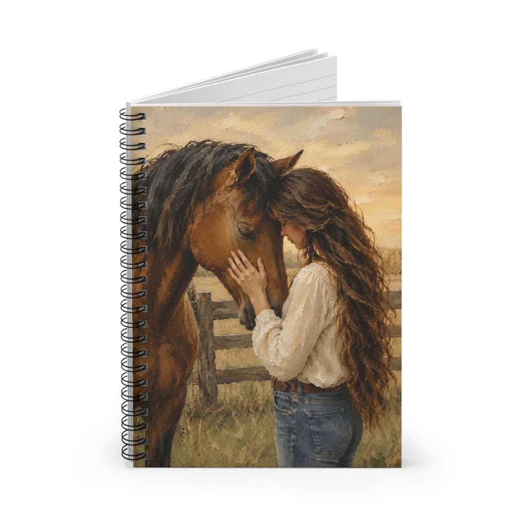 Girl and Horse Spiral Notebook, Equestrian Art Journal, Painterly Cover Design