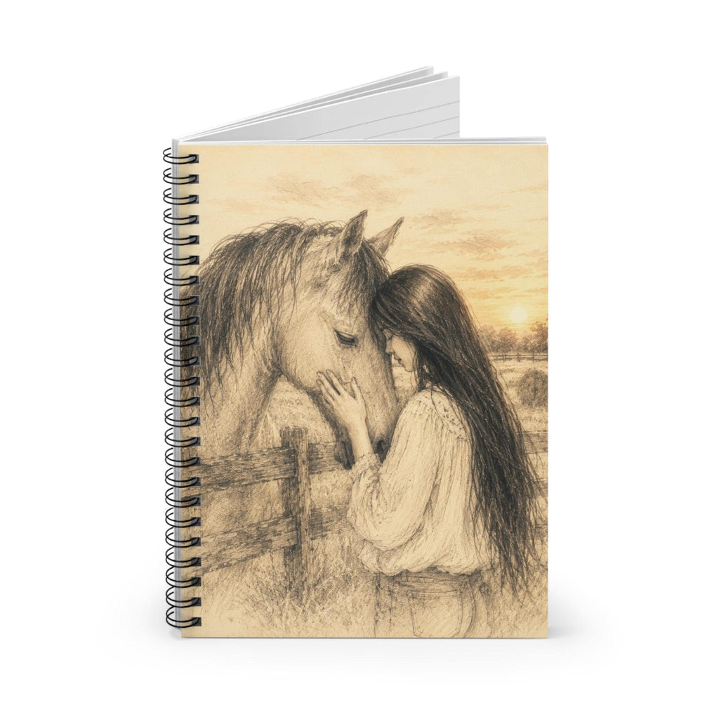 Girl with Horse Sketch Spiral Notebook, Horse Lovers Gift, Equestrian Gift, Ruled Journal
