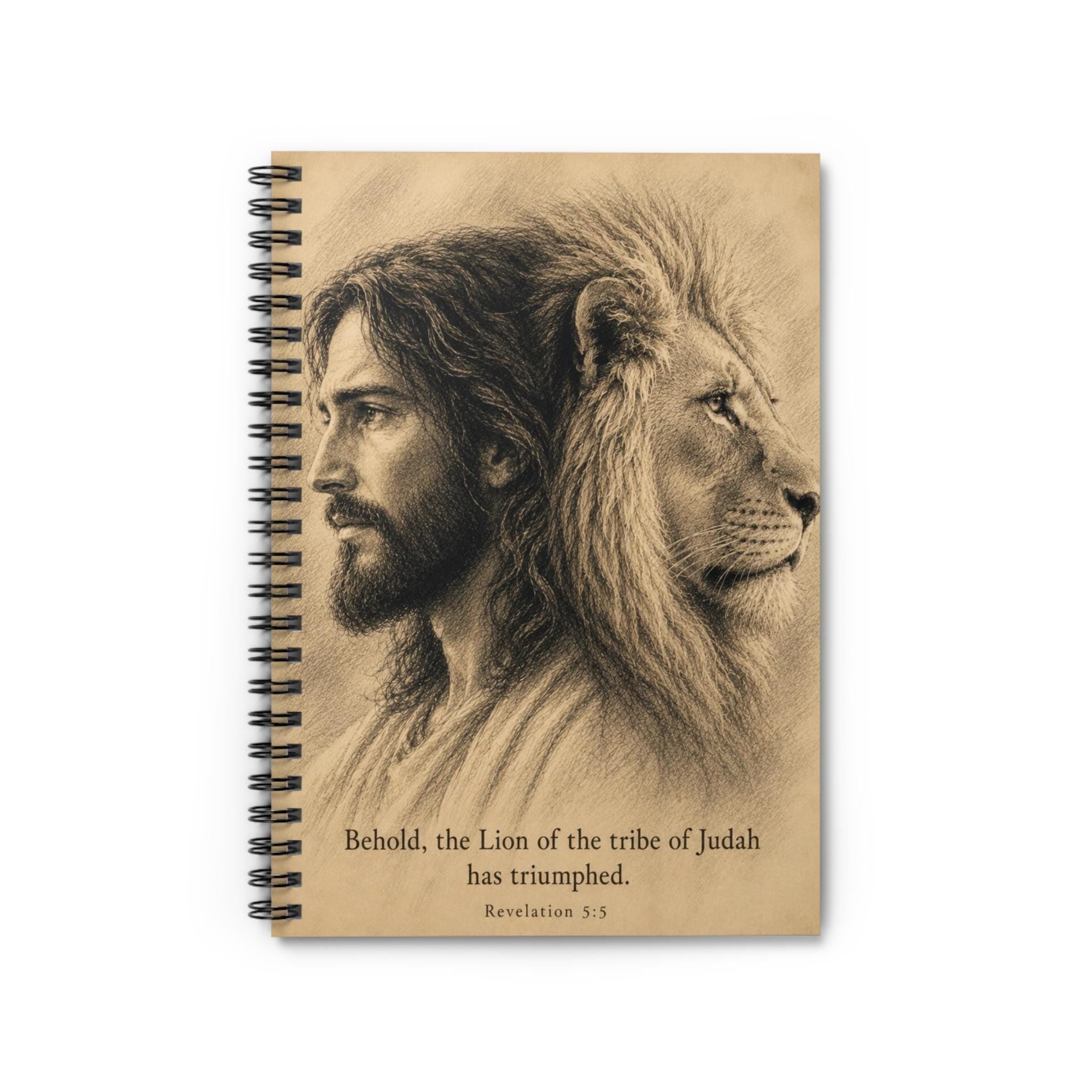 Lion of Judah Jesus Portrait Notebook, Christian Faith Journal, Spiral Ruled (6" x 8")