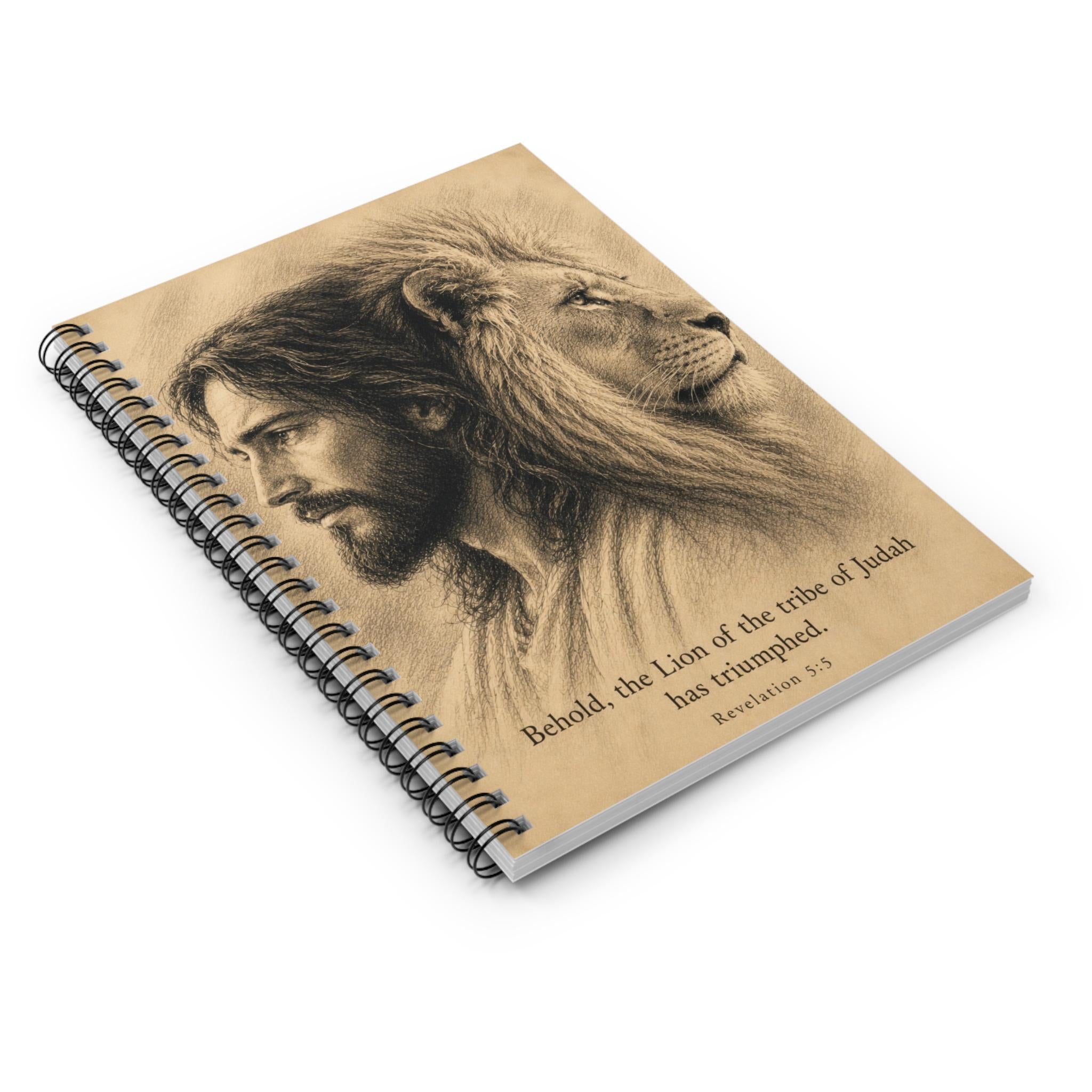 Lion of Judah Jesus Portrait Notebook, Christian Faith Journal, Spiral Ruled (6" x 8")