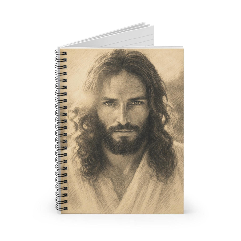 Jesus Portrait Spiral Notebook, Christian Faith Journal, Sepia Art (6" x 8")
