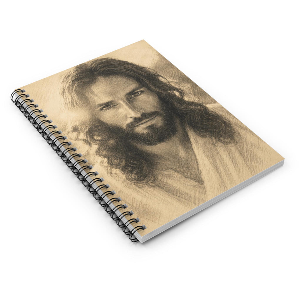 Jesus Portrait Spiral Notebook, Christian Faith Journal, Sepia Art (6" x 8")