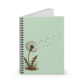 Dandelion Spiral Notebook, Hand-Drawn Botanical Art Journal, Mint Cover
