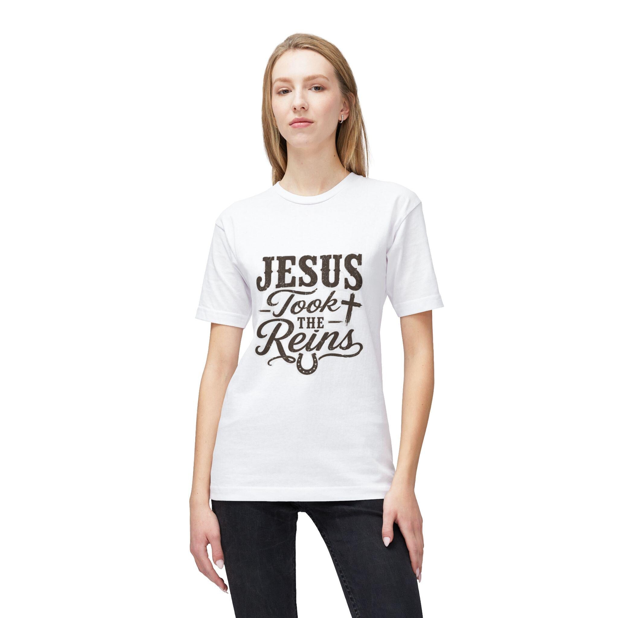 Christian Horse Lover T-Shirt, Jesus Took Reins Western Faith Tee