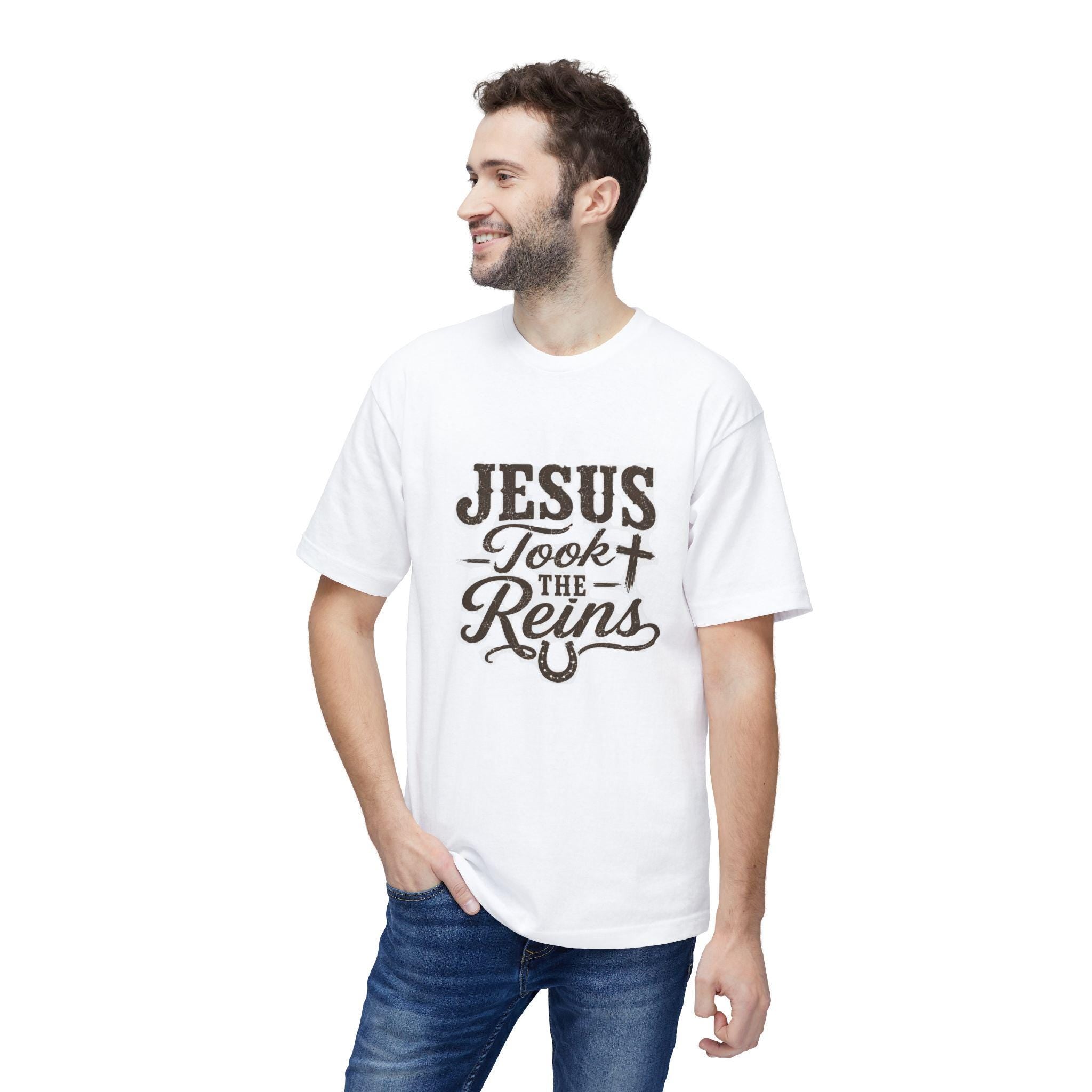 Christian Horse Lover T-Shirt, Jesus Took Reins Western Faith Tee