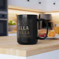 Black Ceramic Dandelion Mug, 15oz, Retro Gold Print, Husband Wife Gift