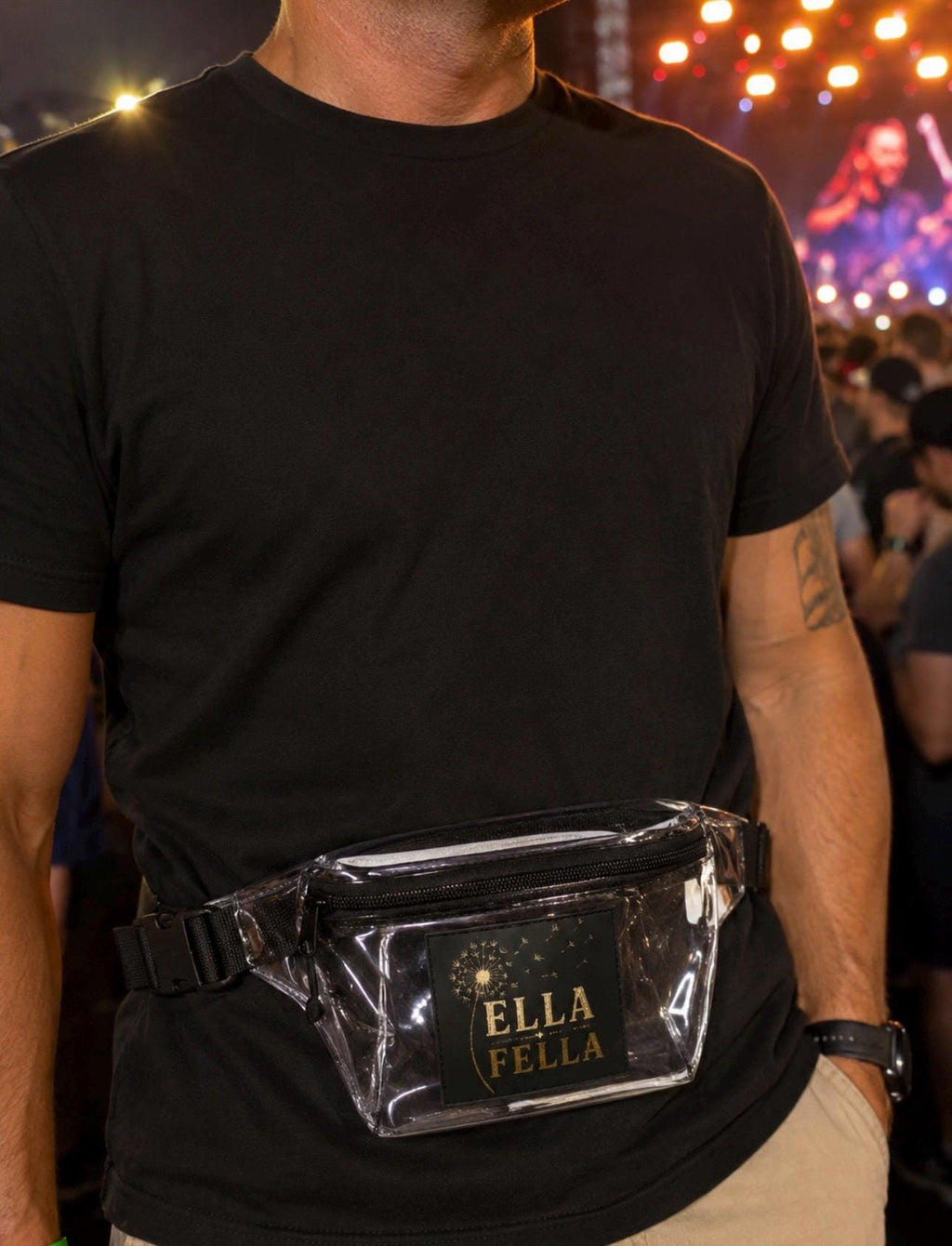 Ella Fella Transparent Fanny Pack, Clear Stadium Waist Bag