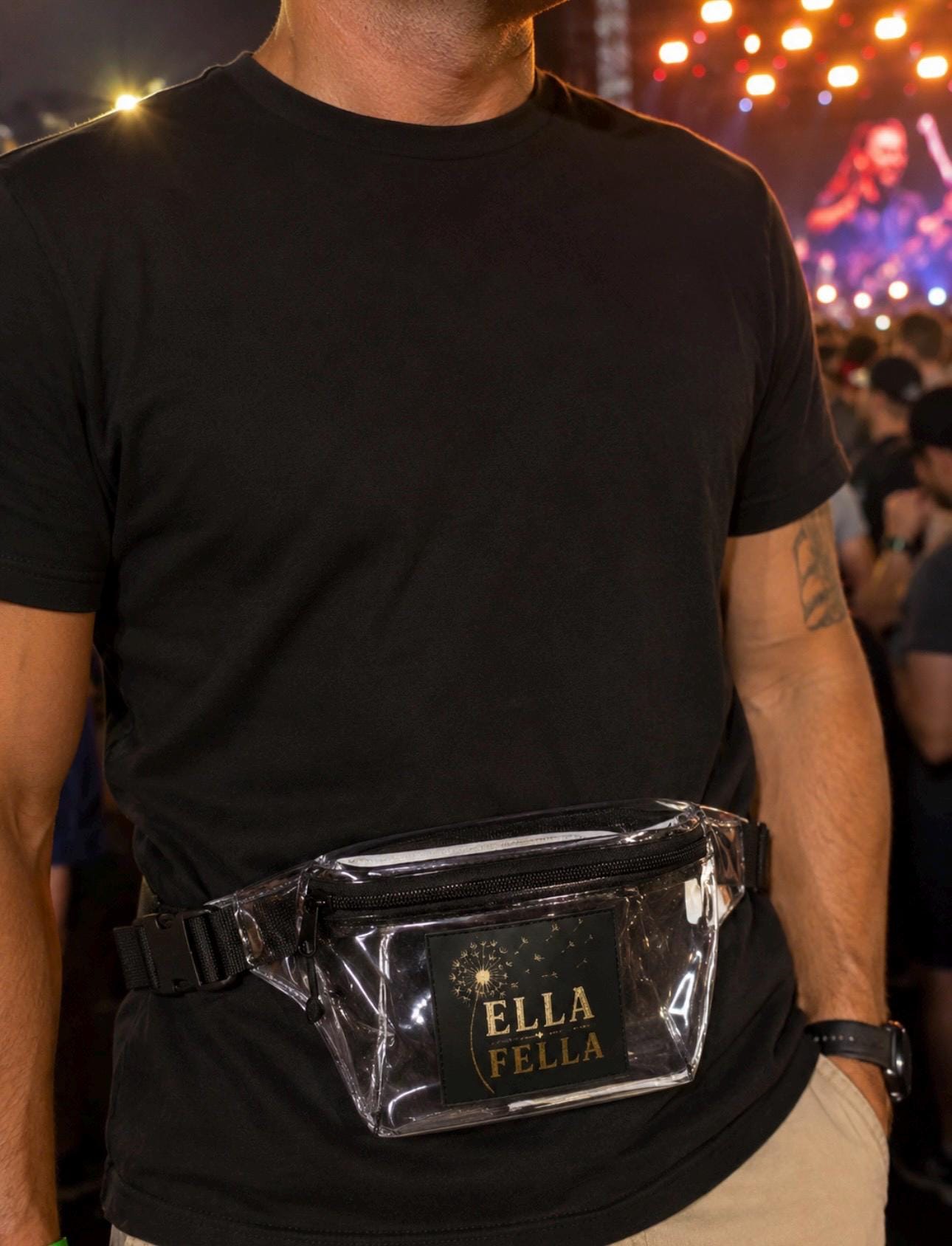 Ella Fella Transparent Fanny Pack, Clear Stadium Waist Bag
