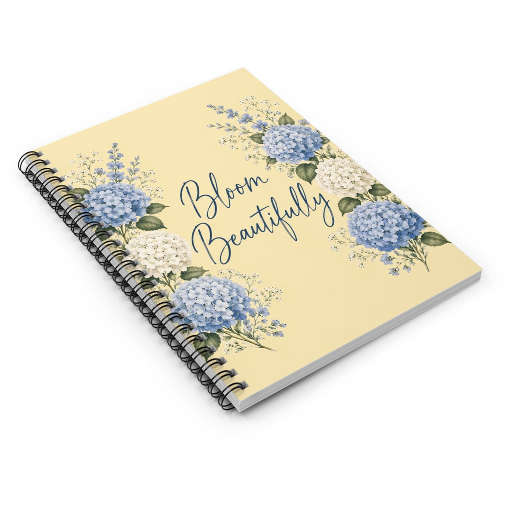 Floral Spiral Notebook, Bloom Beautifully Journal, Hydrangea Botanical Art