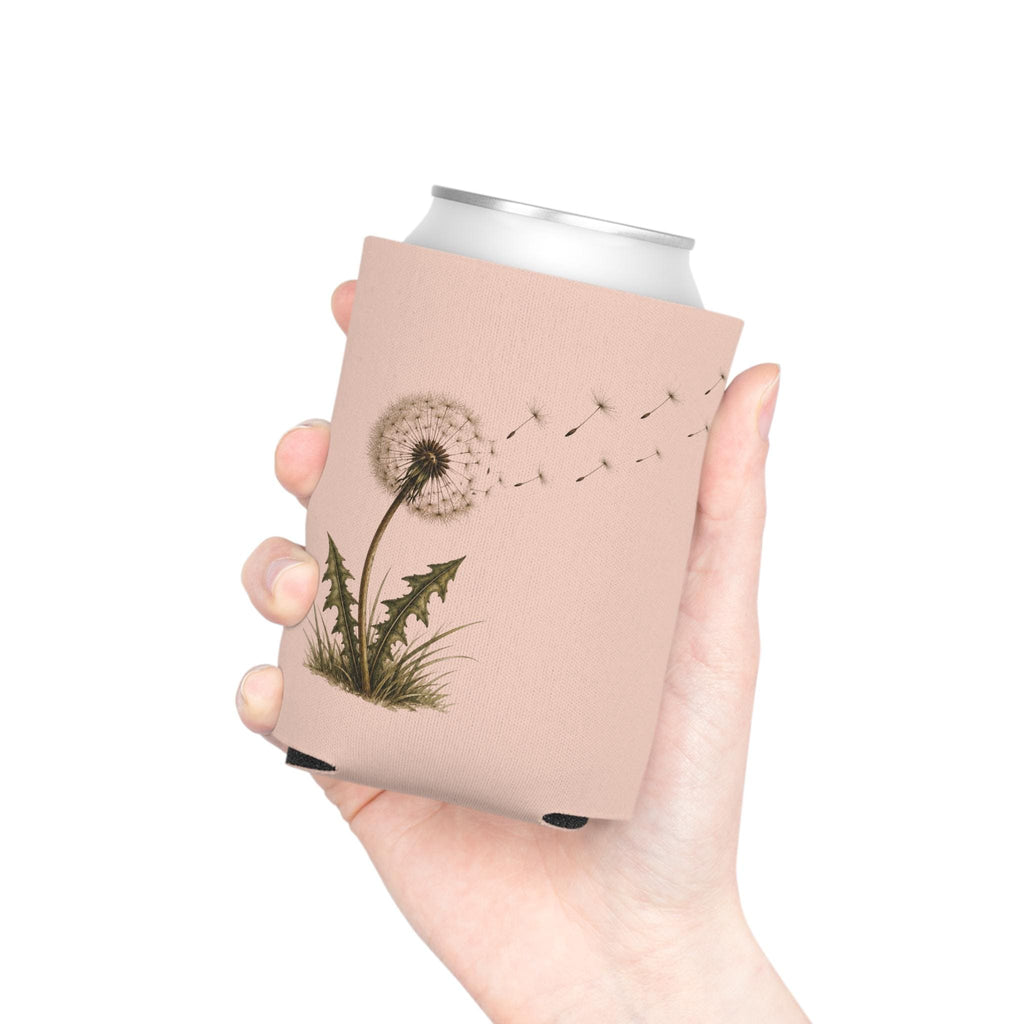 Dandelion Can Cooler, Soft Pastel Dandelion Print, Insulated Drink Sleeve