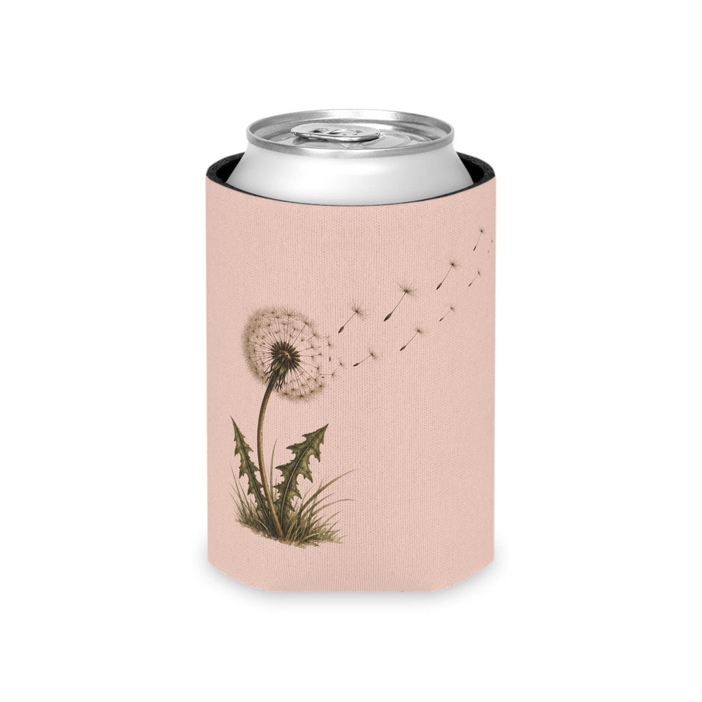 Dandelion Can Cooler, Soft Pastel Dandelion Print, Insulated Drink Sleeve