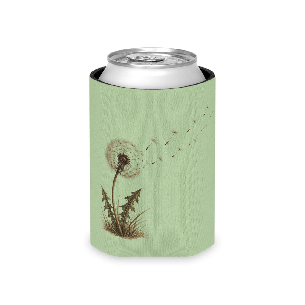 Vintage Dandelion Seed Puff Can Cooler, Botanical Drink Sleeve Koozie