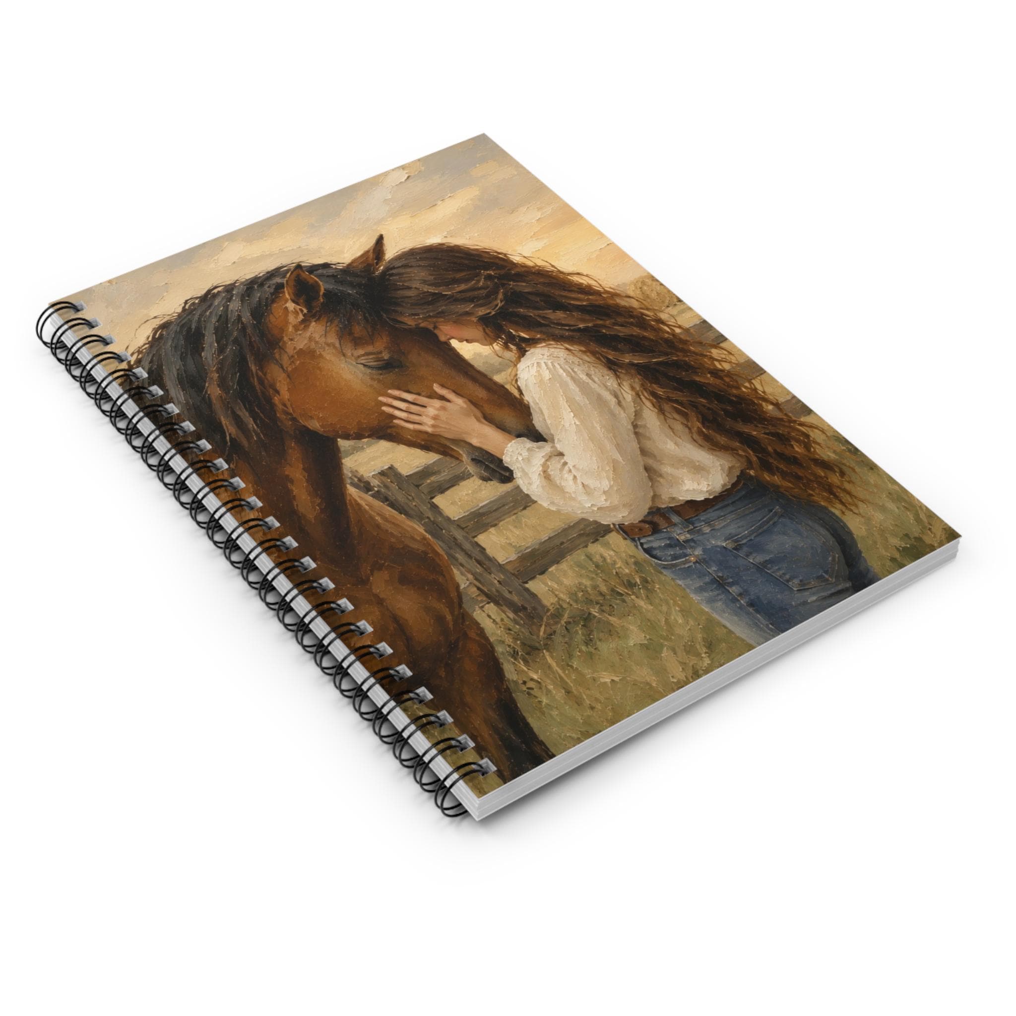 Girl and Horse Spiral Notebook, Equestrian Art Journal, Painterly Cover Design