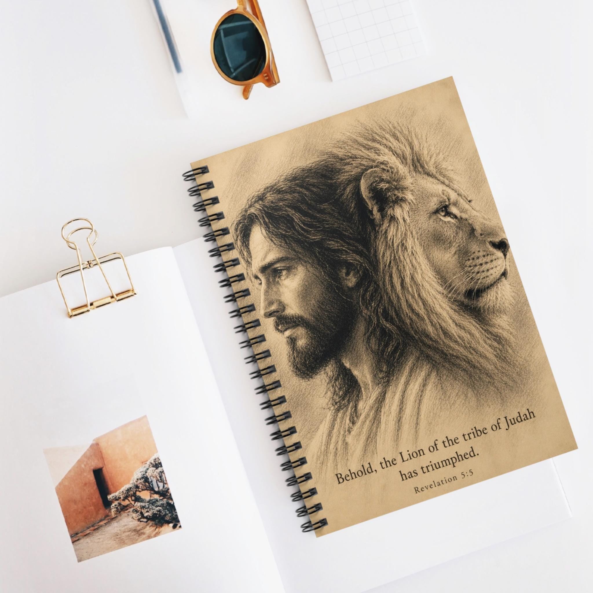 Lion of Judah Jesus Portrait Notebook, Christian Faith Journal, Spiral Ruled (6" x 8")