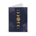 Moon Phases Spiral Notebook, Celestial Journal, Astrology Planner, Starry Night Cover