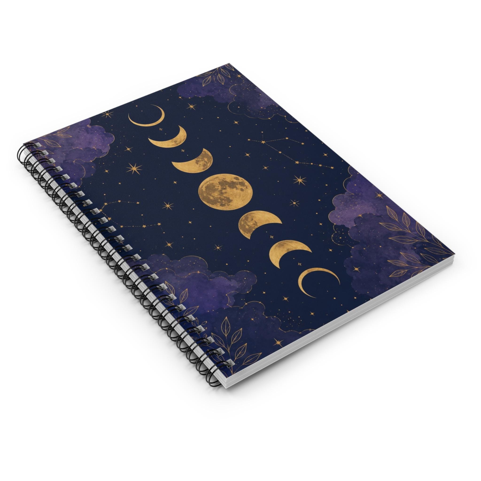 Moon Phases Spiral Notebook, Celestial Journal, Astrology Planner, Starry Night Cover