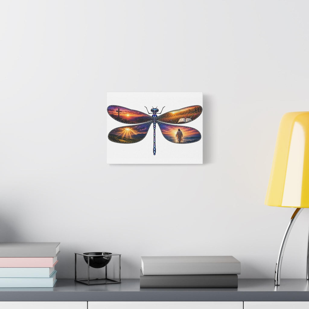 Christian Dragonfly Canvas, Matte Stretched Wall Art | Resurrection Scene, Christian Art, Faith Gift