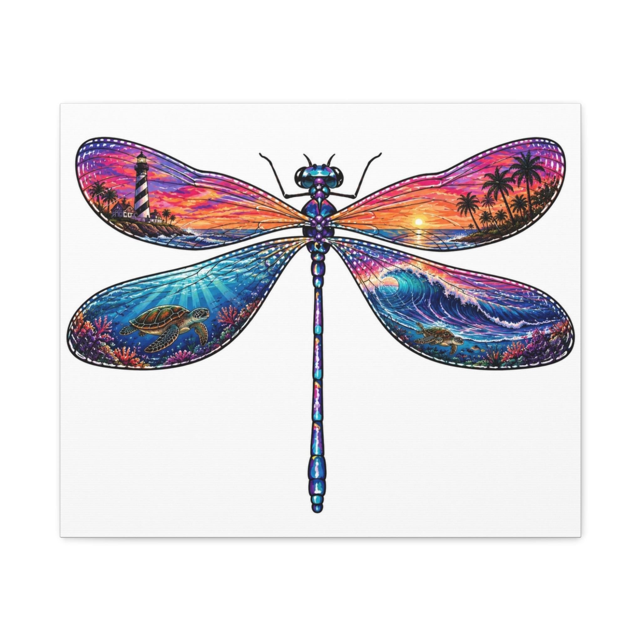 Sunset Dragonfly Matte Canvas Wall Art, Dragonfly Gifts, Home Decor