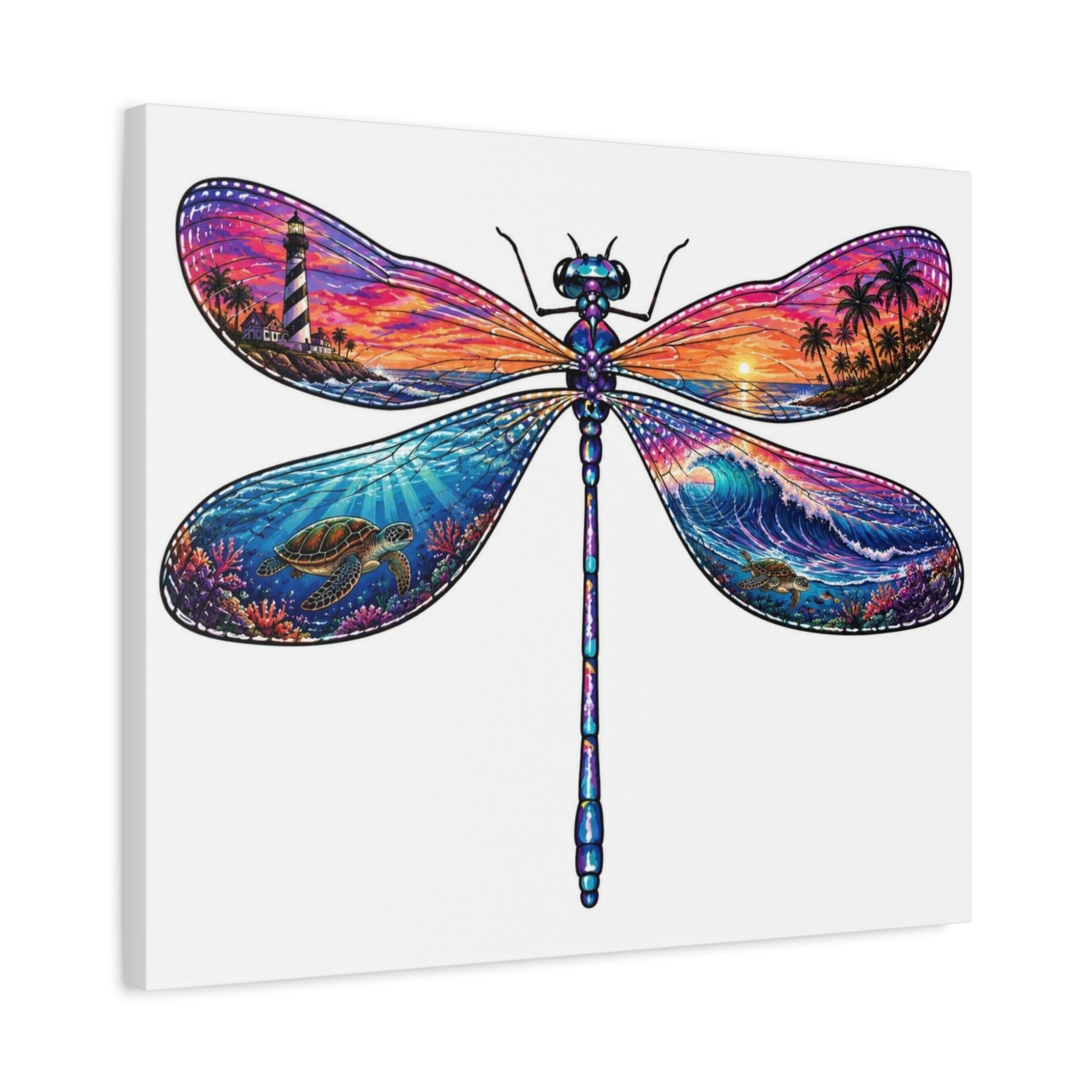 Sunset Dragonfly Matte Canvas Wall Art, Dragonfly Gifts, Home Decor
