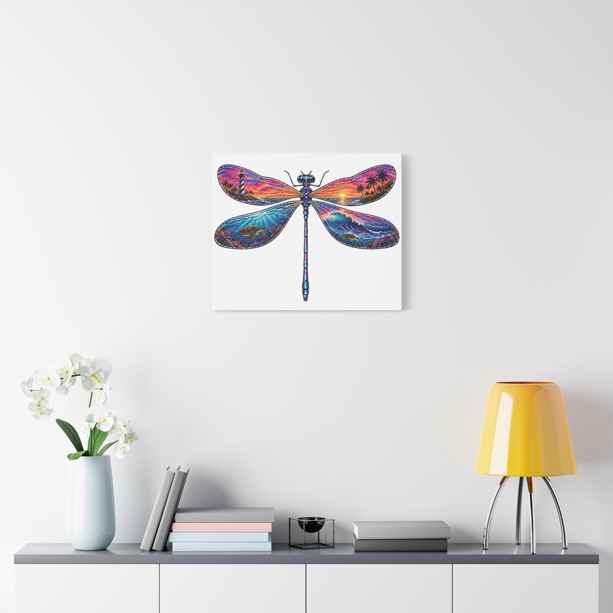 Sunset Dragonfly Matte Canvas Wall Art, Dragonfly Gifts, Home Decor