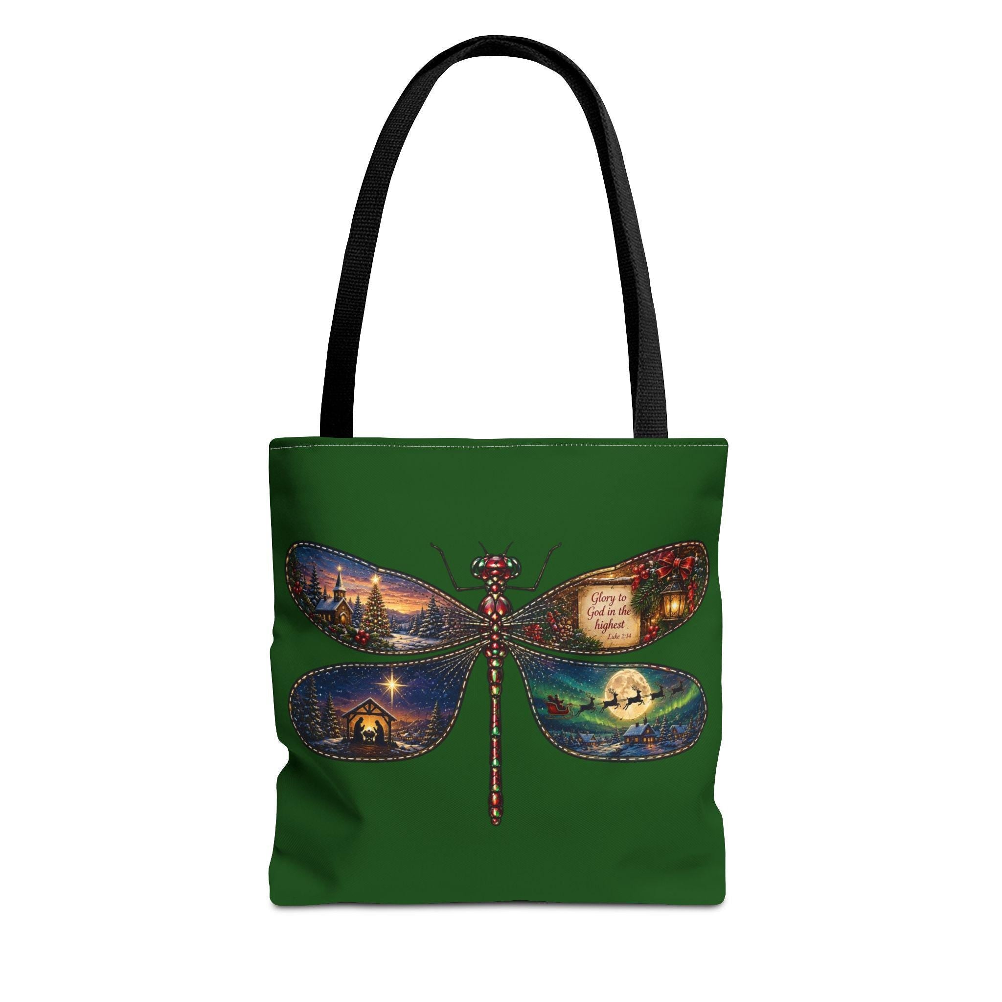 Nativity Dragonfly Tote Bag, Holiday Christmas Scene Wings