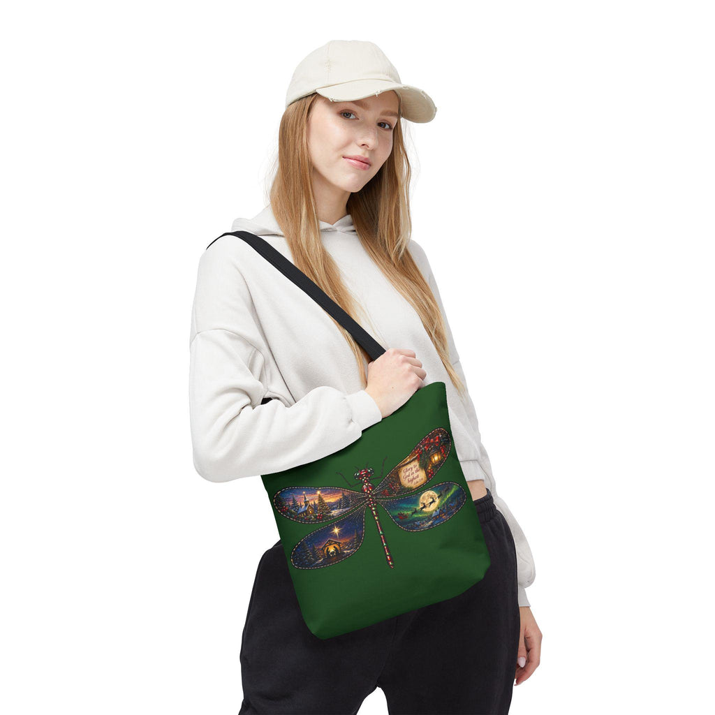 Nativity Dragonfly Tote Bag, Holiday Christmas Scene Wings