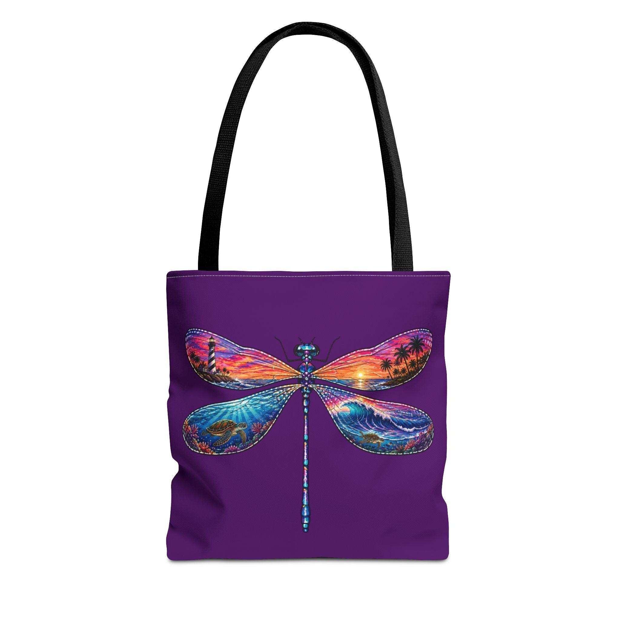 Dragonfly Sunset Tote Bag, Coastal Beach Art, Nautical Seaside Accessory