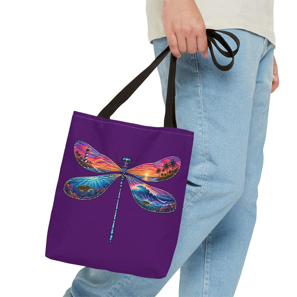 Dragonfly Sunset Tote Bag, Coastal Beach Art, Nautical Seaside Accessory