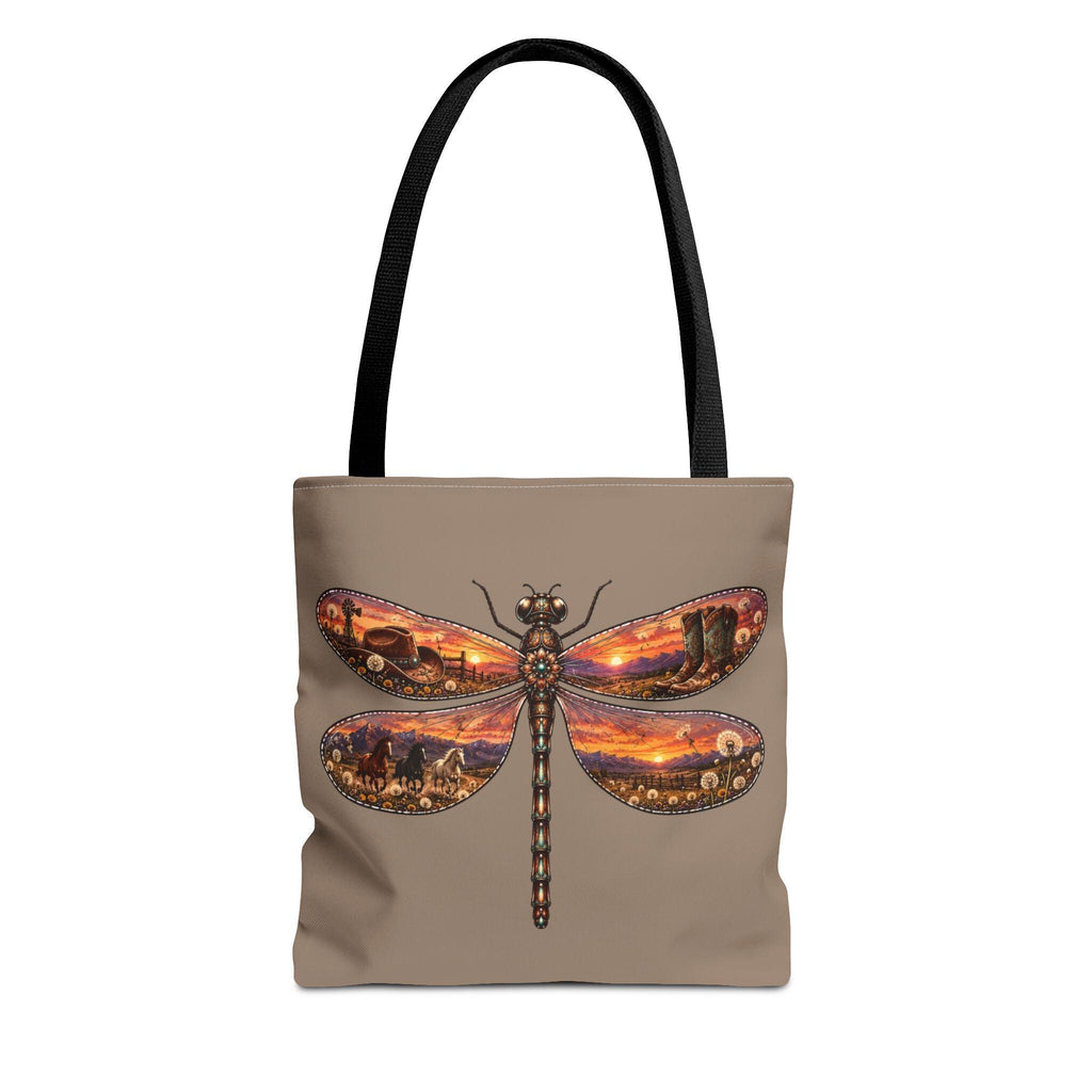 Dragonfly Tote Bag, Southwestern Sunset Landscape Art, Country Western Tote
