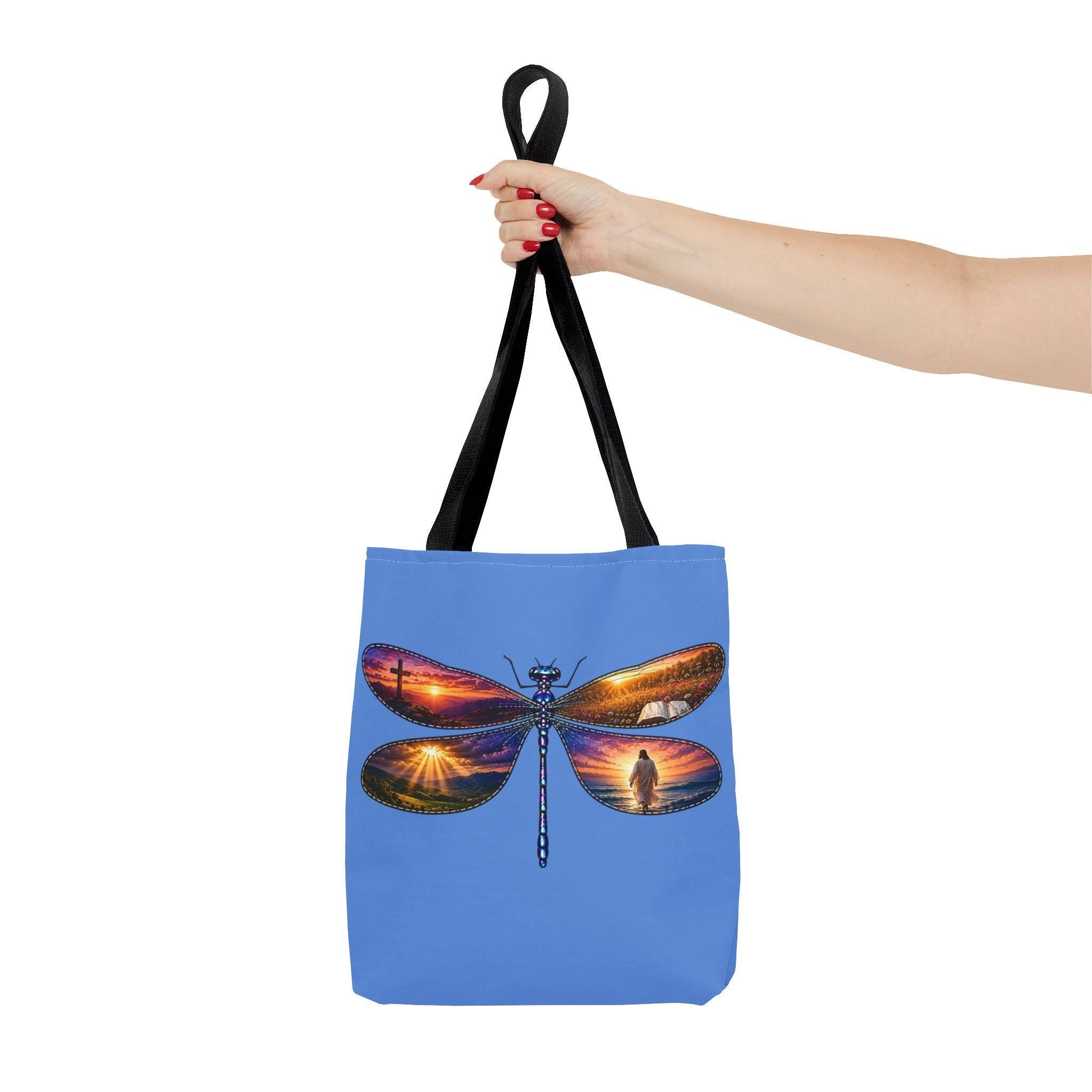 Dragonfly Sunset Wings Tote Bag, Christian Gift, Faith Tote