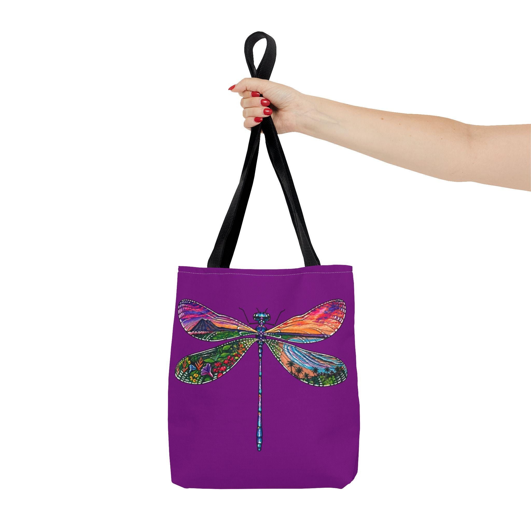 Hawaiian Dragonfly Tote, Tropical Landscape Art, Nature Lover Gift