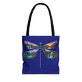 Dragonfly Landscape Tote Bag, Scenic Waterfall Wings, Blue Nature Art