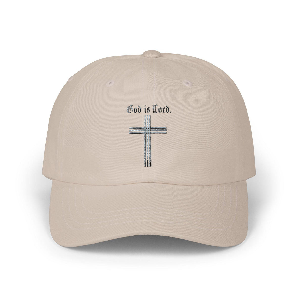 God Is Lord Cross Embroidered Dad Cap | Distressed Cotton Faith Hat