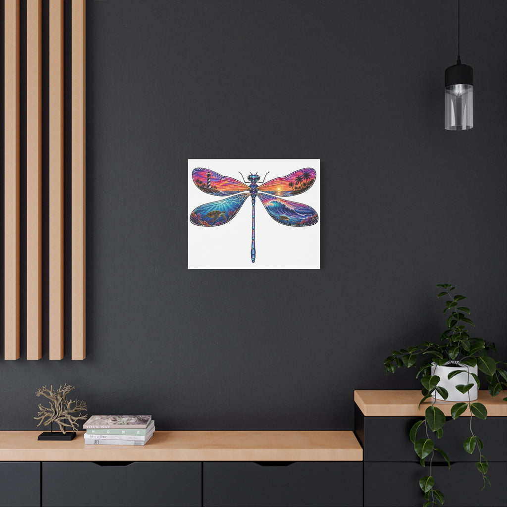 Sunset Dragonfly Matte Canvas Wall Art, Dragonfly Gifts, Home Decor