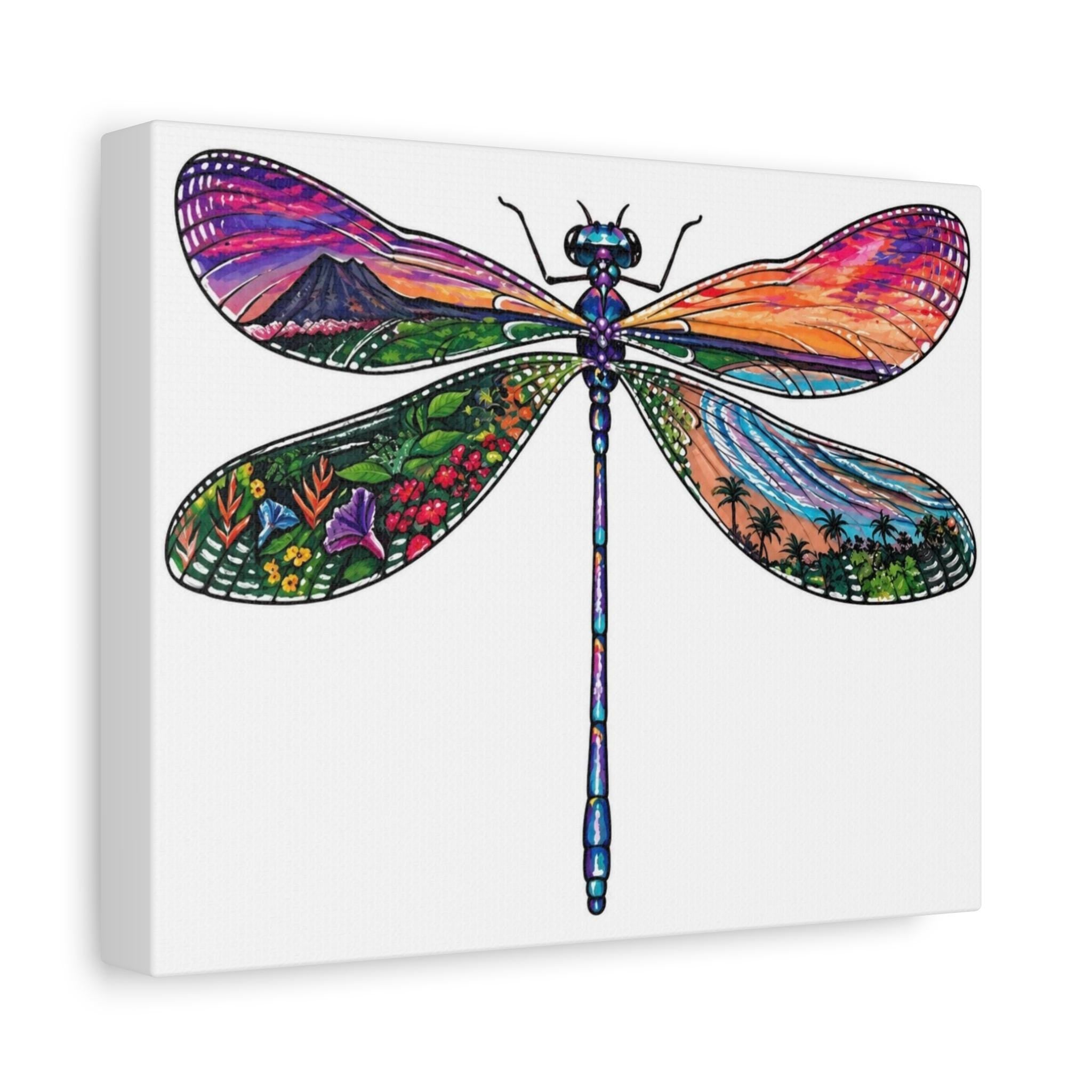Dragonfly of Paradise Matte Canvas | Stretched Wall Art, Dragonfly Lovers, Home Decor, Coastal Gift