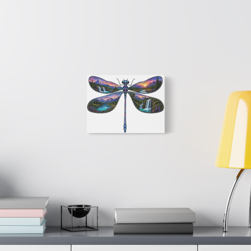 Dragonfly Landscape Canvas Art, Nature Scene Wall Decor, Sunrise Waterfall Painting